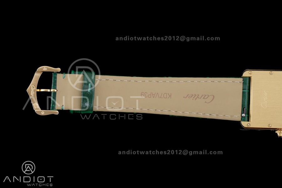 Tank Must 25.5mm YG AF 1:1 Best Edition Green Dial On Green Leather Ronda Quartz