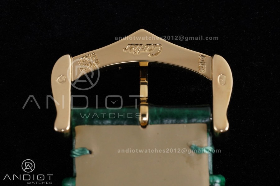 Tank Must 25.5mm YG AF 1:1 Best Edition Green Dial On Green Leather Ronda Quartz