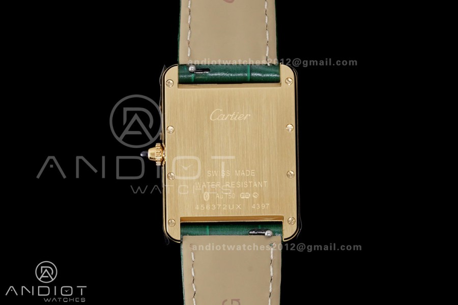 Tank Must 25.5mm YG AF 1:1 Best Edition Green Dial On Green Leather Ronda Quartz