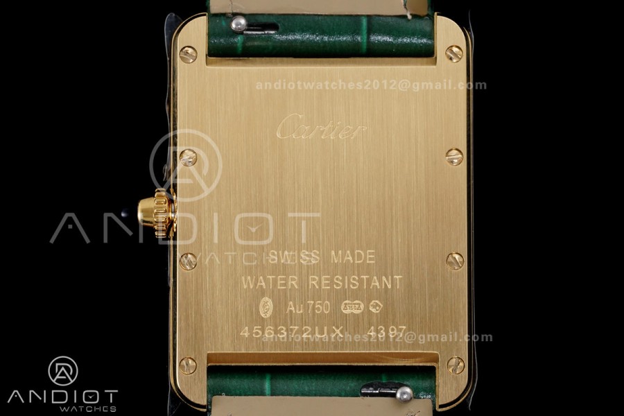 Tank Must 25.5mm YG AF 1:1 Best Edition Green Dial On Green Leather Ronda Quartz