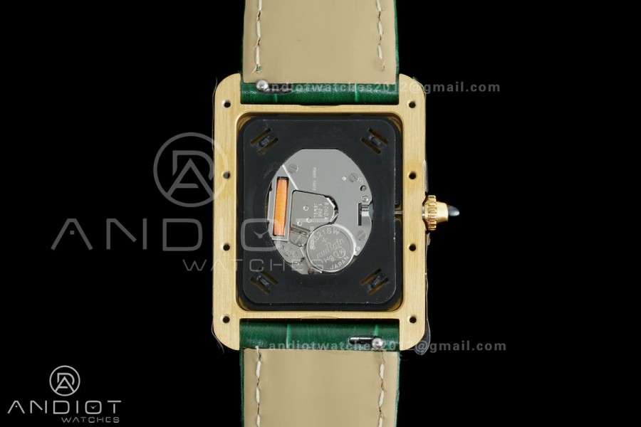 Tank Must 25.5mm YG AF 1:1 Best Edition Green Dial On Green Leather Ronda Quartz