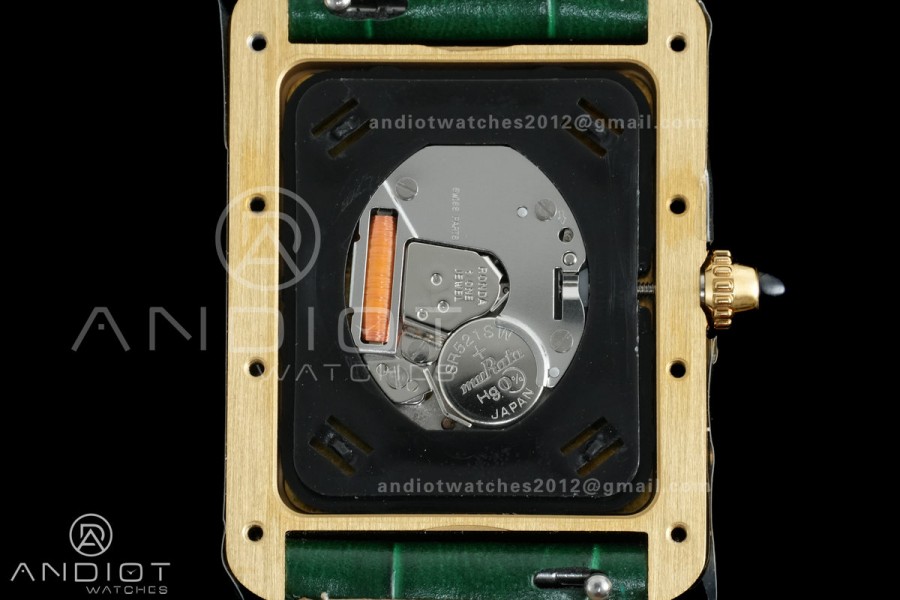 Tank Must 25.5mm YG AF 1:1 Best Edition Green Dial On Green Leather Ronda Quartz