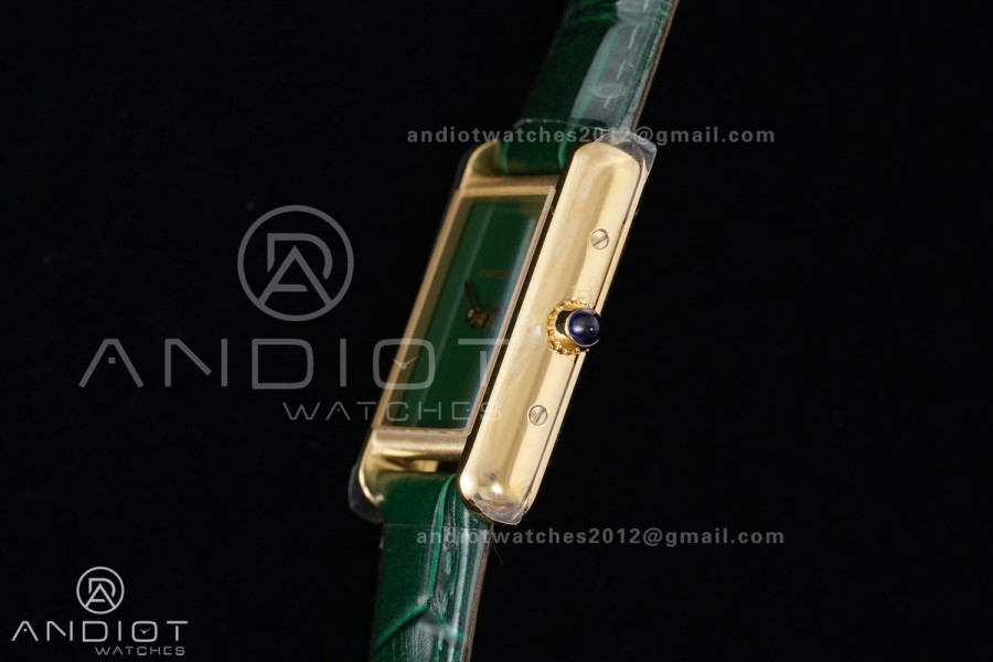 Tank Must 22mm YG AF Best Edition Green Dial On Green Leather Ronda Quartz