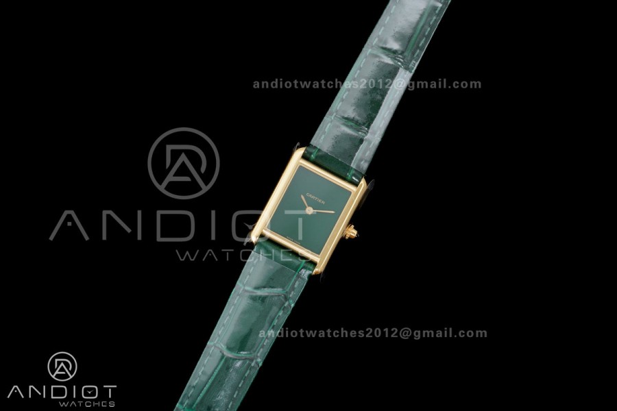 Tank Must 22mm YG AF Best Edition Green Dial On Green Leather Ronda Quartz