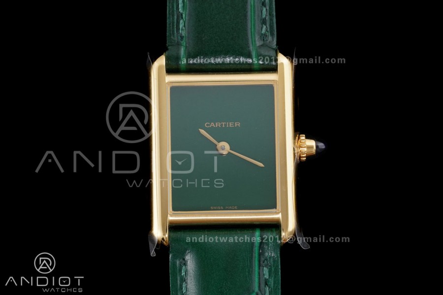 Tank Must 22mm YG AF Best Edition Green Dial On Green Leather Ronda Quartz