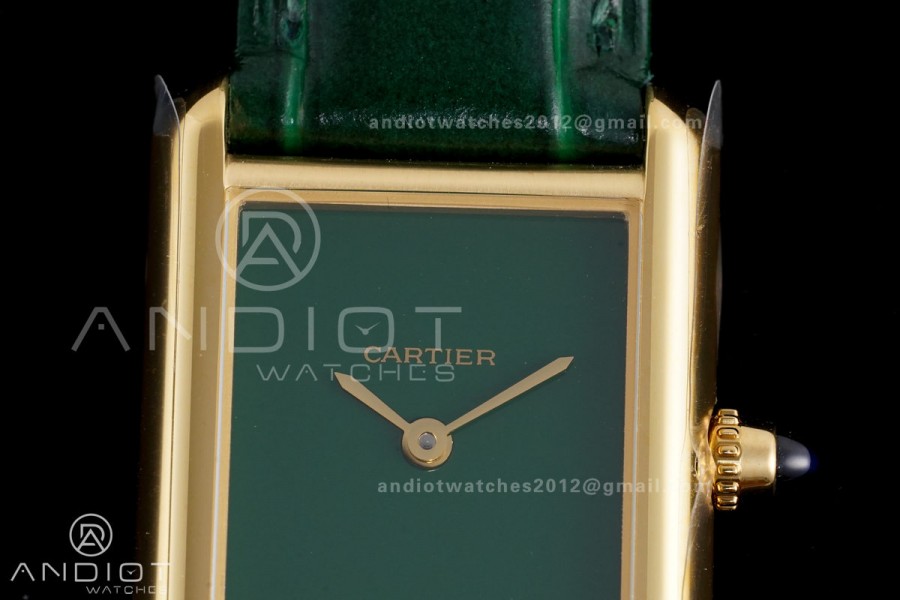 Tank Must 22mm YG AF Best Edition Green Dial On Green Leather Ronda Quartz