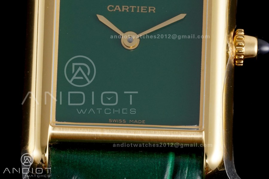 Tank Must 22mm YG AF Best Edition Green Dial On Green Leather Ronda Quartz