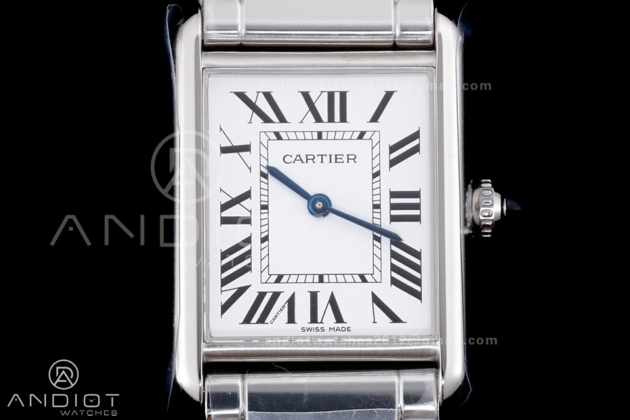 Tank Must SS 25.5mm AF 1:1 Best Edition White Dial on SS Bracelet Ronda Quartz