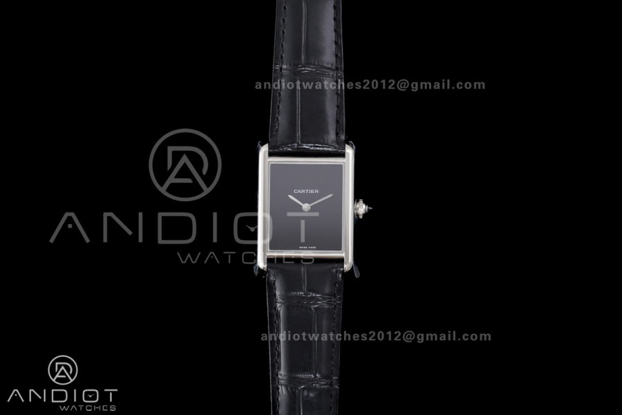 Tank Must 25.5mm SS AF Best Edition Black Dial On Black Leather Ronda Quartz