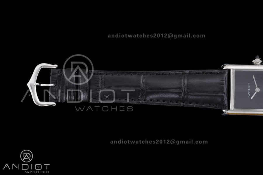 Tank Must 25.5mm SS AF Best Edition Black Dial On Black Leather Ronda Quartz