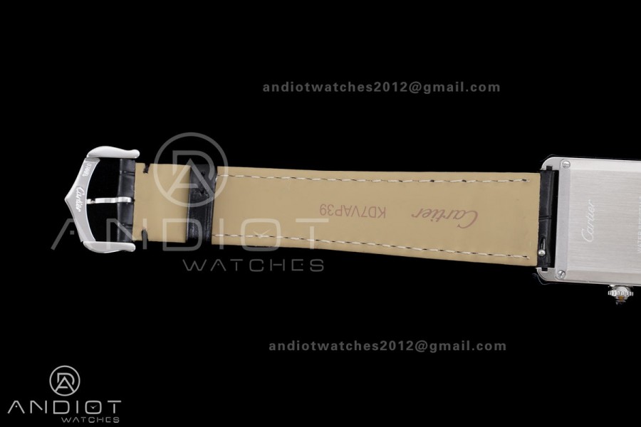 Tank Must 25.5mm SS AF Best Edition Black Dial On Black Leather Ronda Quartz