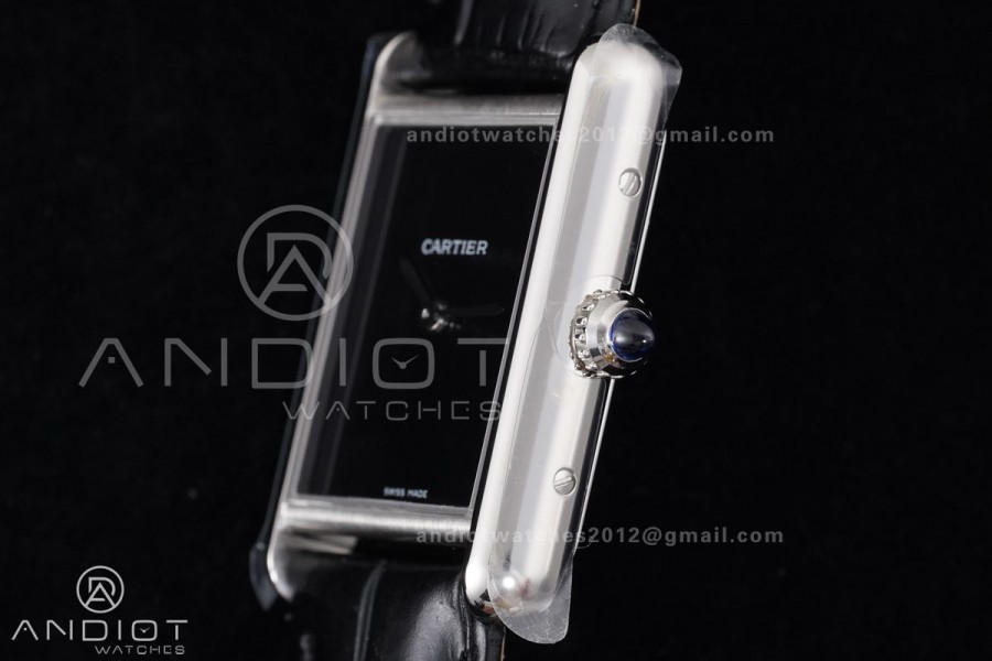 Tank Must 25.5mm SS AF Best Edition Black Dial On Black Leather Ronda Quartz