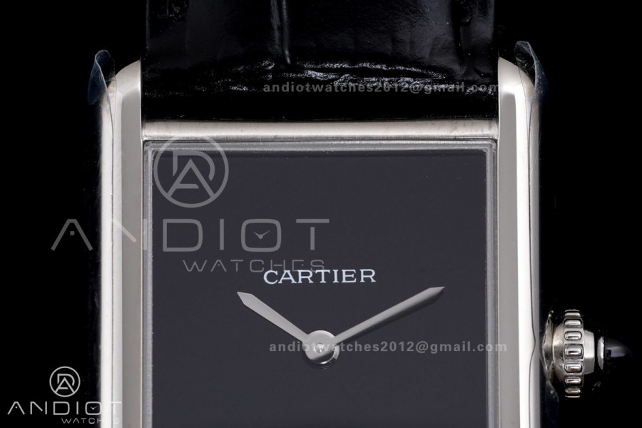 Tank Must 25.5mm SS AF Best Edition Black Dial On Black Leather Ronda Quartz