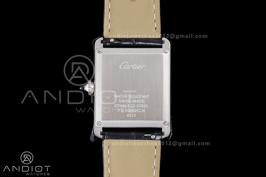 Tank Must 25.5mm SS AF Best Edition Black Dial On Black Leather Ronda Quartz