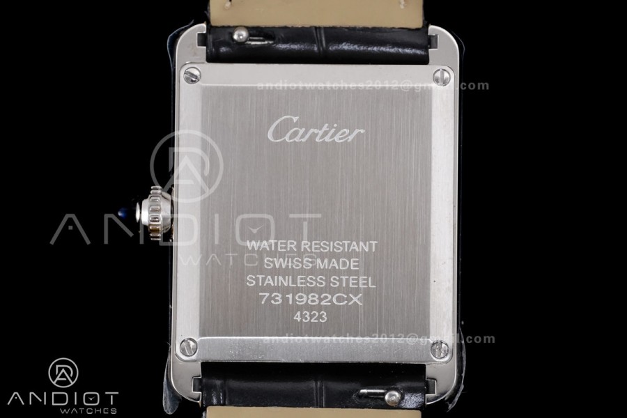 Tank Must 25.5mm SS AF Best Edition Black Dial On Black Leather Ronda Quartz