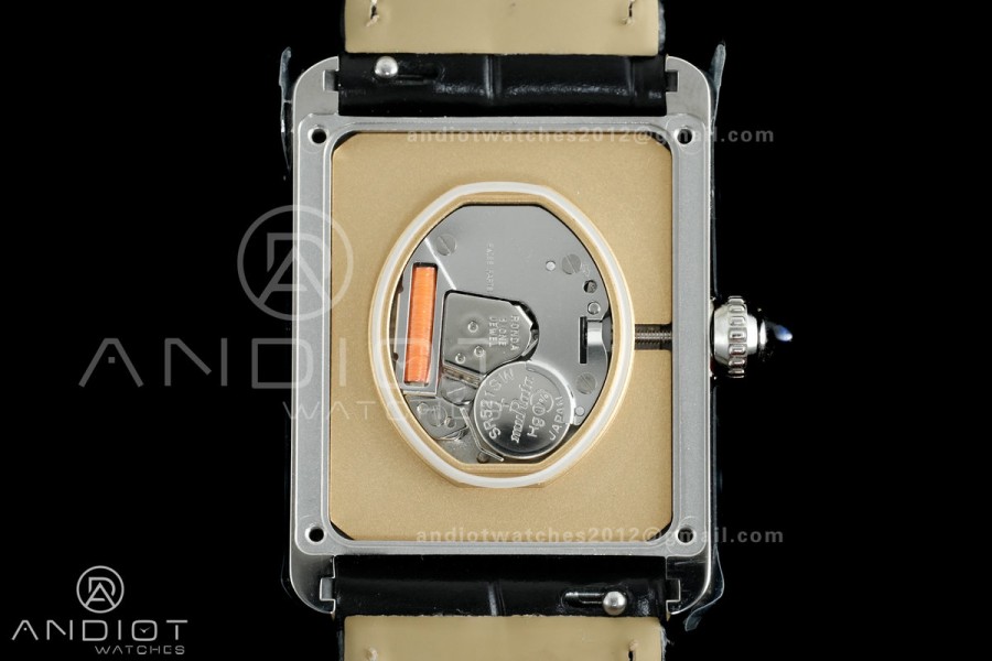 Tank Must 25.5mm SS AF Best Edition Black Dial On Black Leather Ronda Quartz