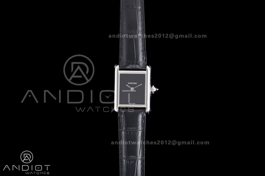 Tank Must 22mm SS AF Best Edition Black Dial On Black Leather Ronda Quartz