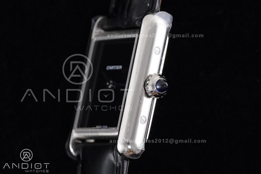 Tank Must 22mm SS AF Best Edition Black Dial On Black Leather Ronda Quartz