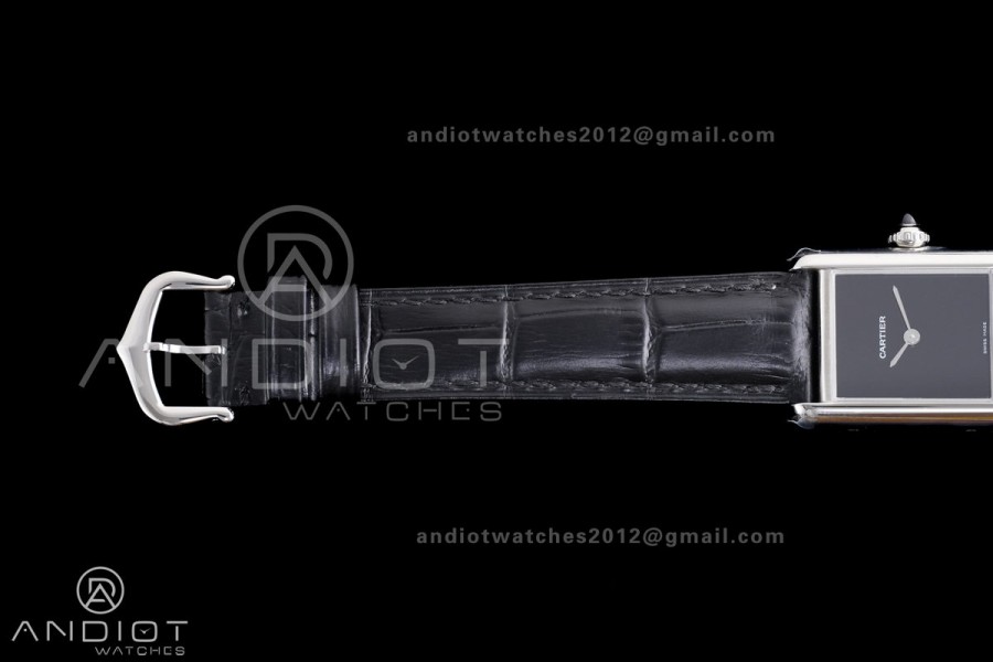 Tank Must 22mm SS AF Best Edition Black Dial On Black Leather Ronda Quartz