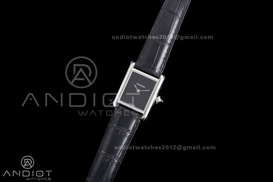 Tank Must 22mm SS AF Best Edition Black Dial On Black Leather Ronda Quartz