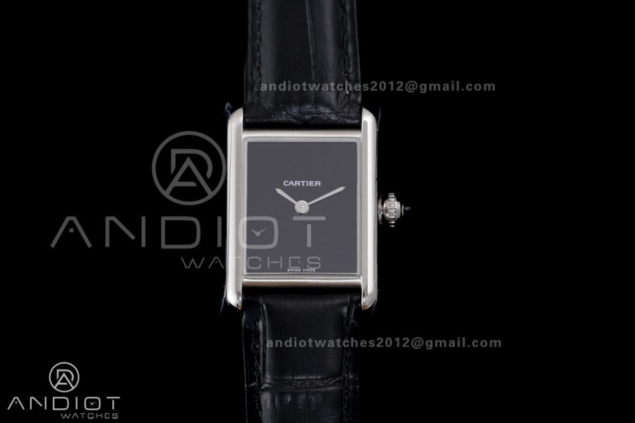 Tank Must 22mm SS AF Best Edition Black Dial On Black Leather Ronda Quartz