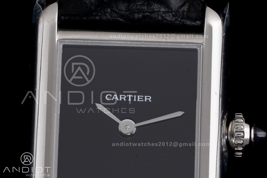 Tank Must 22mm SS AF Best Edition Black Dial On Black Leather Ronda Quartz