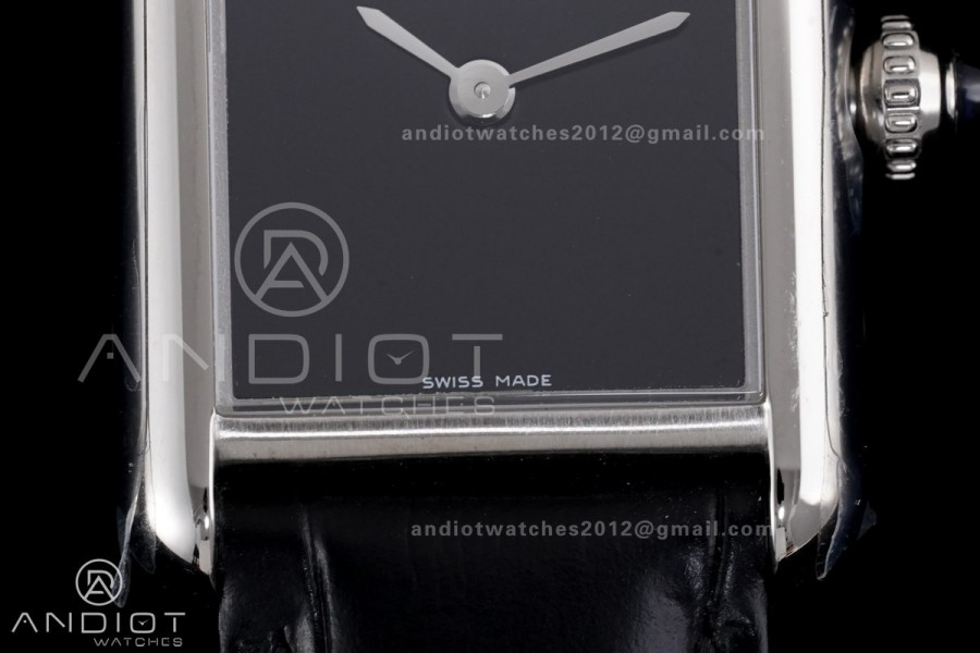 Tank Must 22mm SS AF Best Edition Black Dial On Black Leather Ronda Quartz