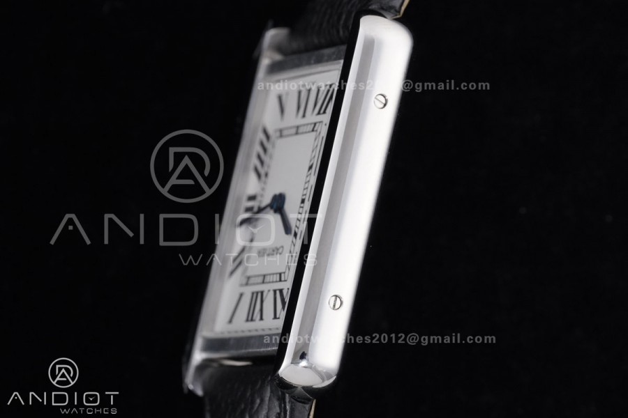 Tank Solo Ladies 27.4mm SS AF 1:1 Best Edition White Dial on Black Leather Strap Ronda Quartz