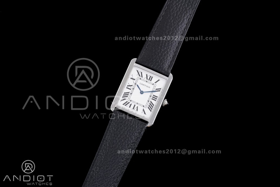 Tank Solo Ladies 27.4mm SS AF 1:1 Best Edition White Dial on Black Leather Strap Ronda Quartz