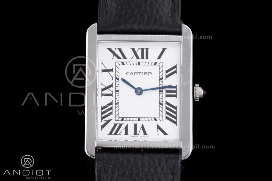 Tank Solo Ladies 27.4mm SS AF 1:1 Best Edition White Dial on Black Leather Strap Ronda Quartz