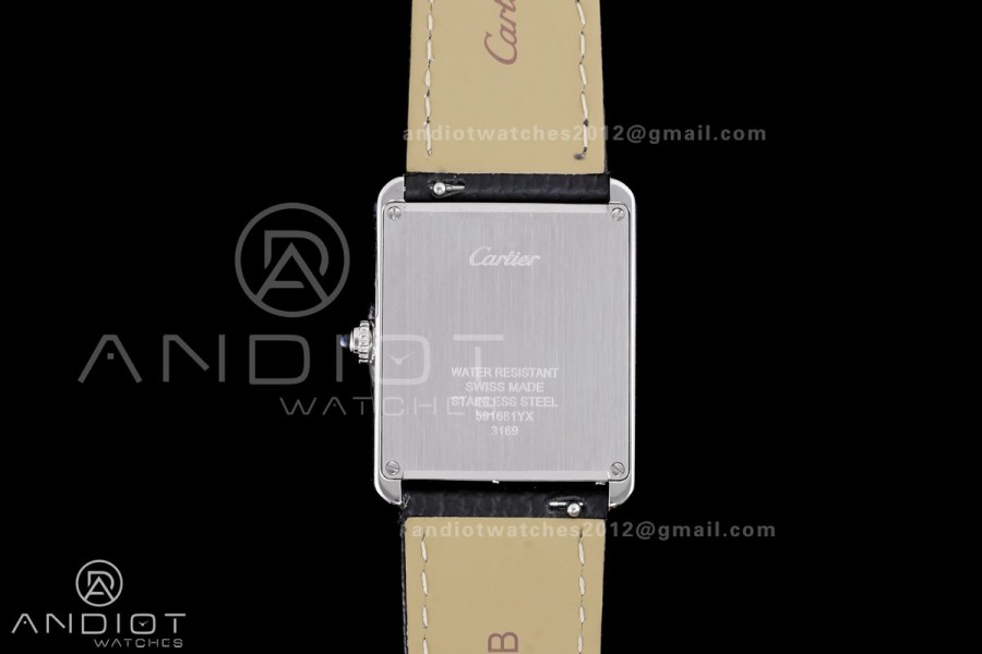 Tank Solo Ladies 27.4mm SS AF 1:1 Best Edition White Dial on Black Leather Strap Ronda Quartz