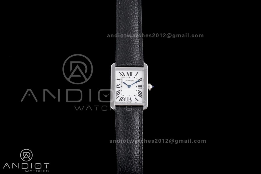 Tank Solo Ladies 24.4mm SS AF 1:1 Best Edition White Dial on Black Leather Strap Ronda Quartz