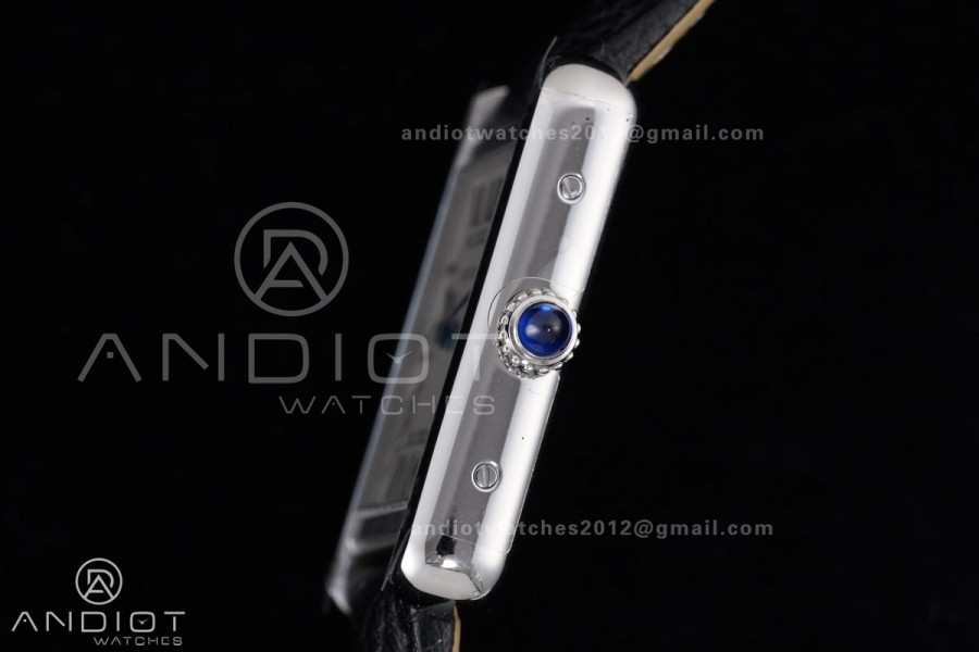 Tank Solo Ladies 24.4mm SS AF 1:1 Best Edition White Dial on Black Leather Strap Ronda Quartz