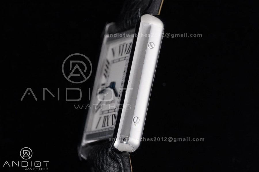 Tank Solo Ladies 24.4mm SS AF 1:1 Best Edition White Dial on Black Leather Strap Ronda Quartz