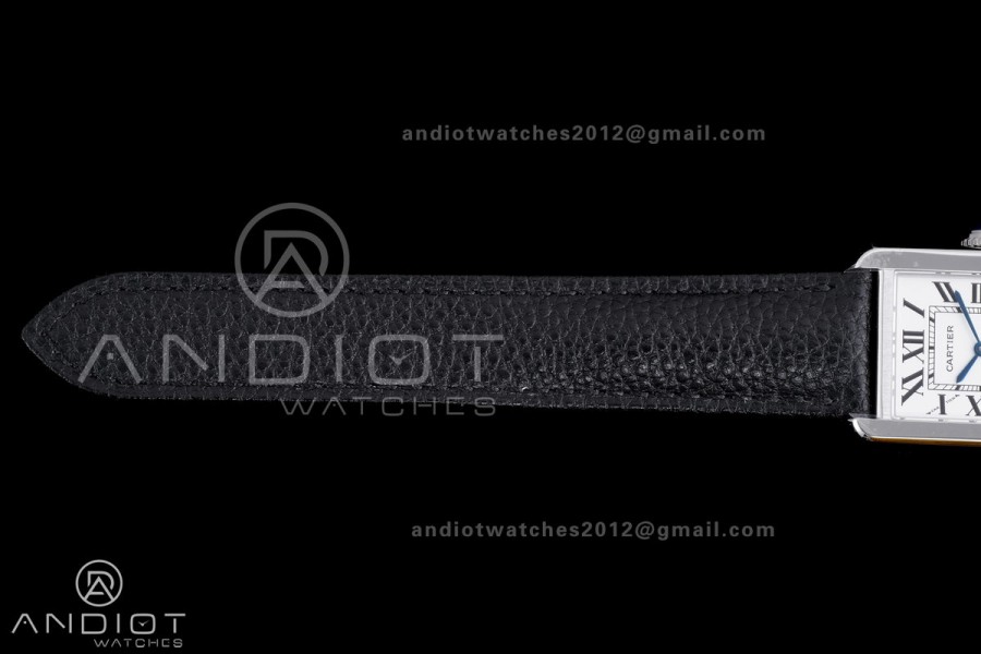 Tank Solo Ladies 24.4mm SS AF 1:1 Best Edition White Dial on Black Leather Strap Ronda Quartz