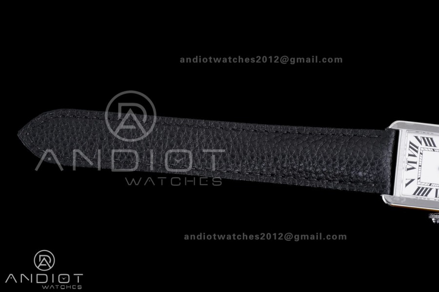 Tank Solo Ladies 24.4mm SS AF 1:1 Best Edition White Dial on Black Leather Strap Ronda Quartz
