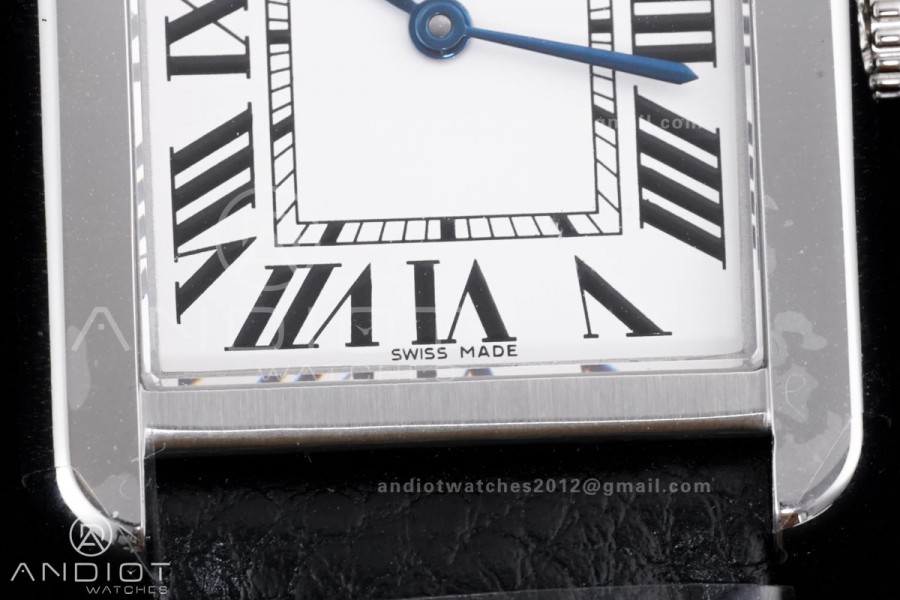 Tank Solo Ladies 24.4mm SS AF 1:1 Best Edition White Dial on Black Leather Strap Ronda Quartz
