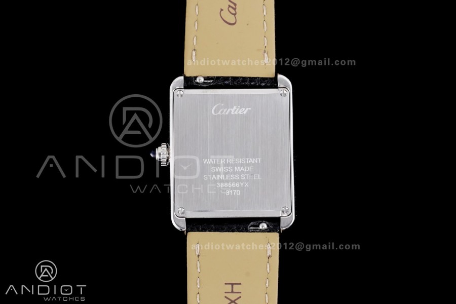 Tank Solo Ladies 24.4mm SS AF 1:1 Best Edition White Dial on Black Leather Strap Ronda Quartz