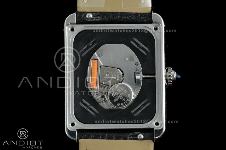 Tank Solo Ladies 24.4mm SS AF 1:1 Best Edition White Dial on Black Leather Strap Ronda Quartz
