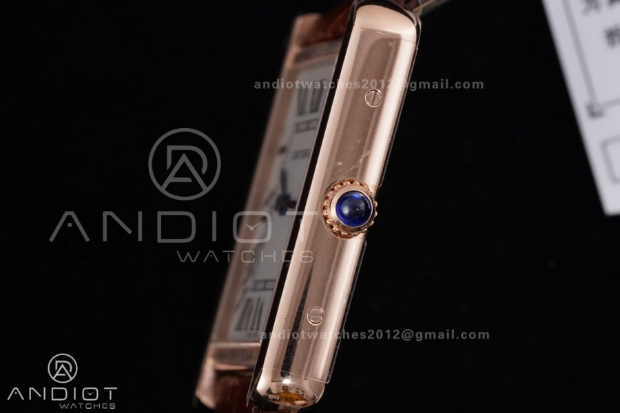 Tank Solo 27.4mm RG AF 1:1 Best Edition White Dial on Brown Croco Leather Strap Ronda Quartz