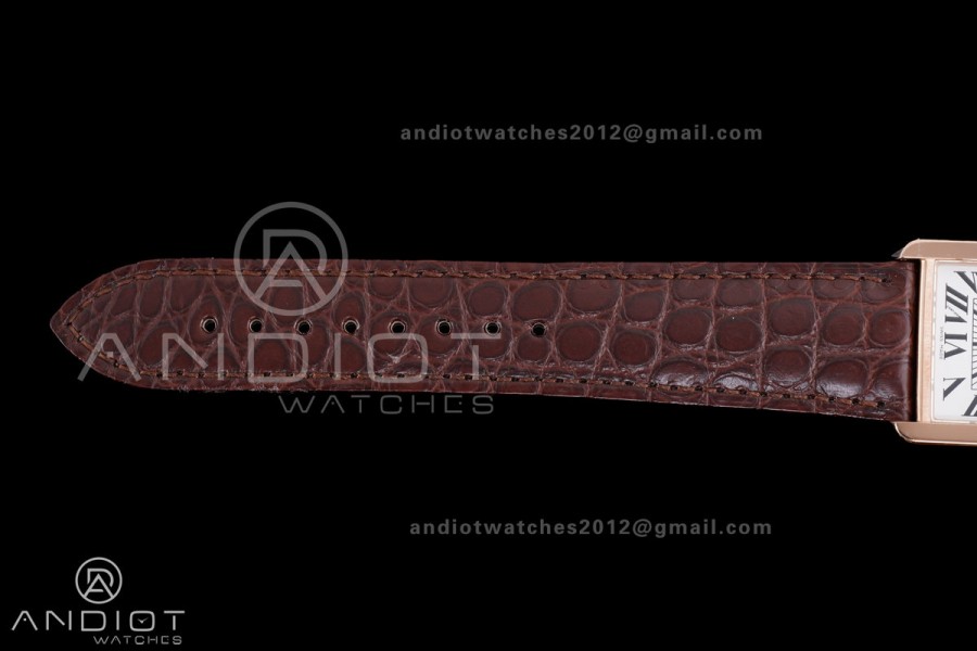 Tank Solo 27.4mm RG AF 1:1 Best Edition White Dial on Brown Croco Leather Strap Ronda Quartz