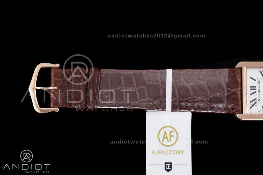 Tank Solo 27.4mm RG AF 1:1 Best Edition White Dial on Brown Croco Leather Strap Ronda Quartz