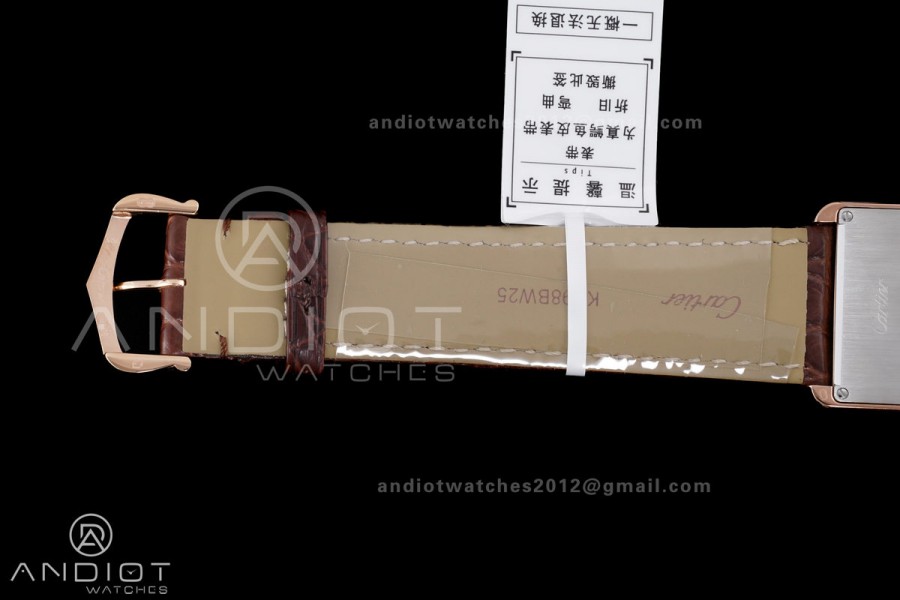 Tank Solo 27.4mm RG AF 1:1 Best Edition White Dial on Brown Croco Leather Strap Ronda Quartz