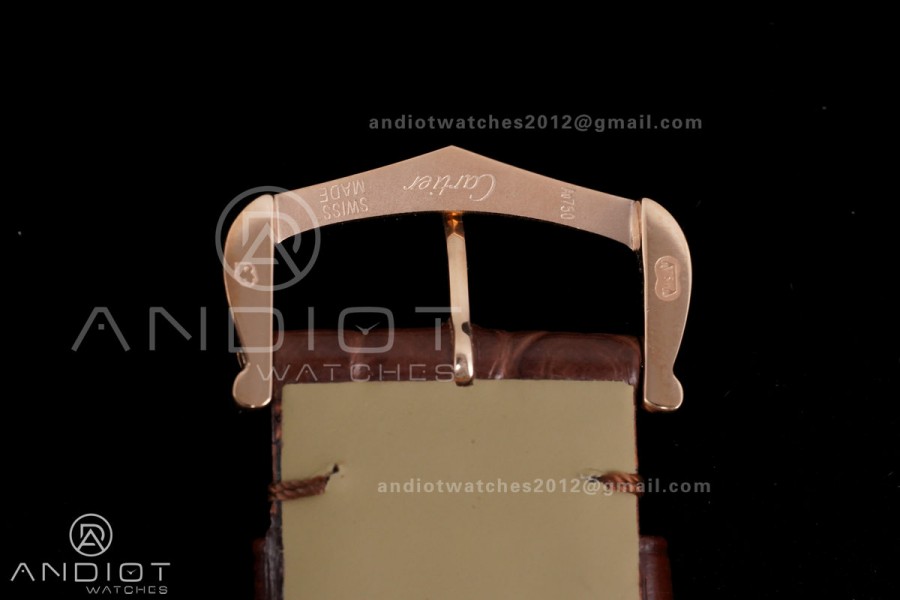 Tank Solo 27.4mm RG AF 1:1 Best Edition White Dial on Brown Croco Leather Strap Ronda Quartz