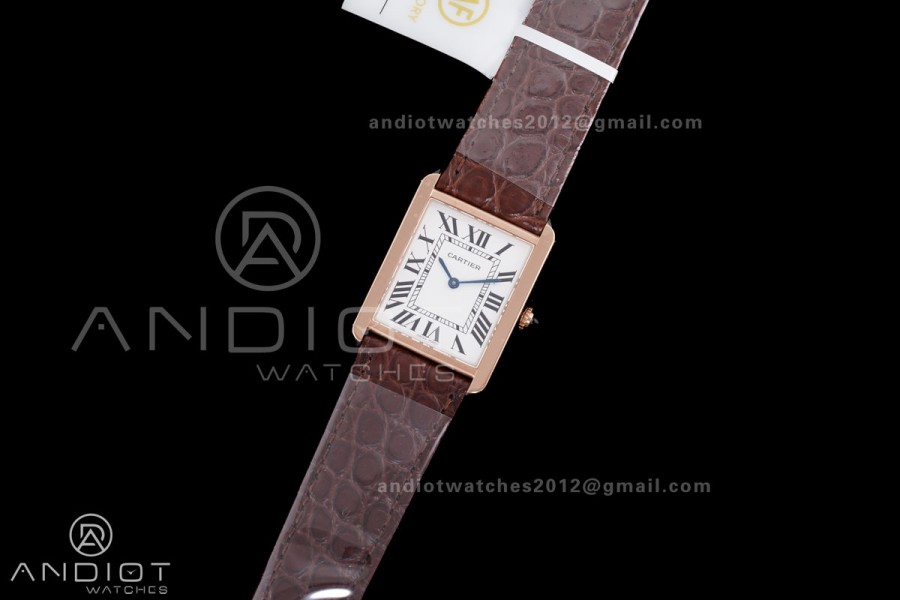 Tank Solo 27.4mm RG AF 1:1 Best Edition White Dial on Brown Croco Leather Strap Ronda Quartz