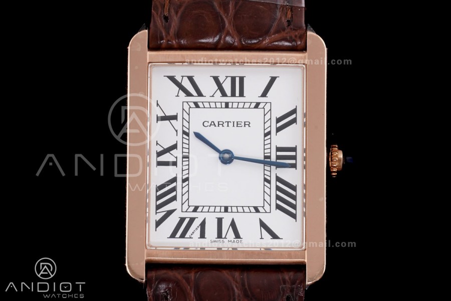 Tank Solo 27.4mm RG AF 1:1 Best Edition White Dial on Brown Croco Leather Strap Ronda Quartz