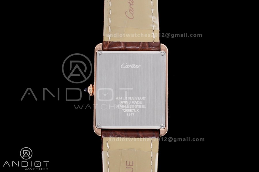 Tank Solo 27.4mm RG AF 1:1 Best Edition White Dial on Brown Croco Leather Strap Ronda Quartz