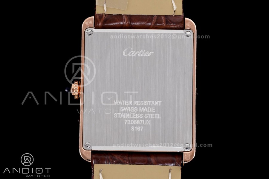 Tank Solo 27.4mm RG AF 1:1 Best Edition White Dial on Brown Croco Leather Strap Ronda Quartz