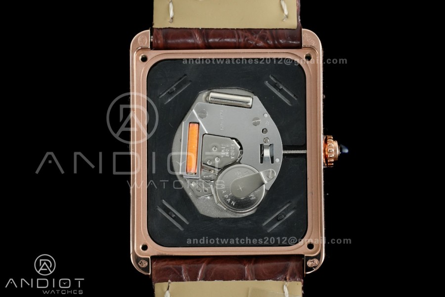 Tank Solo 27.4mm RG AF 1:1 Best Edition White Dial on Brown Croco Leather Strap Ronda Quartz