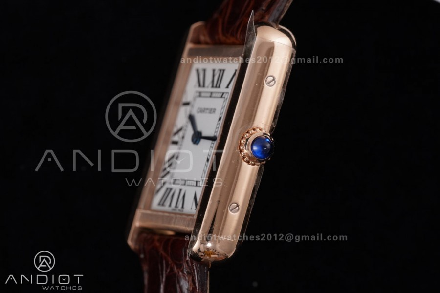 Tank Solo 24.4mm RG AF 1:1 Best Edition White Dial on Brown Croco Leather Strap Ronda Quartz